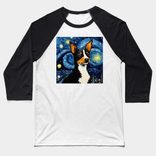 Rat Terrier Starry Night Baseball T-Shirt